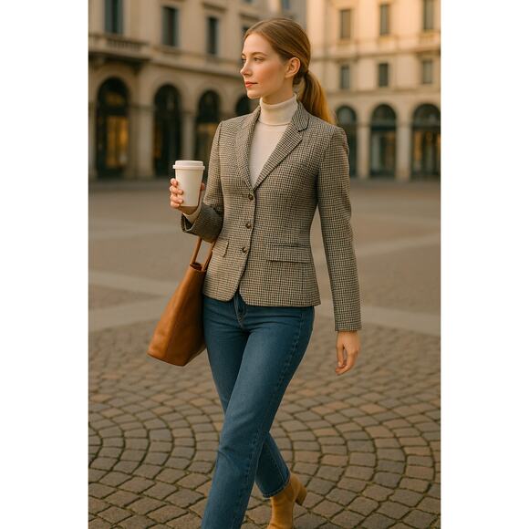 Tahari by ASL Jackets & Blazers - NWT Tahari Arthur S. Levine Blazer Sz 4 Plaid Retro Elbow Patch Jacket MSRP $139